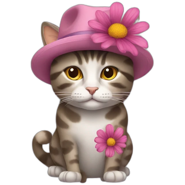 Cat with hat like flower emoji