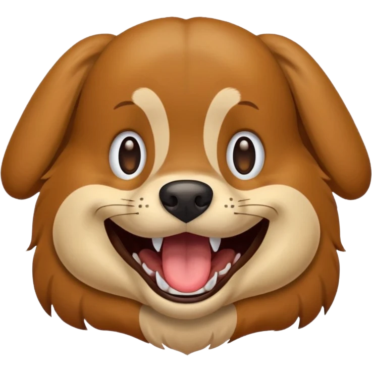 Dog with big smiling mouth but no teeth. Base the image off of the character "DogDay" emoji