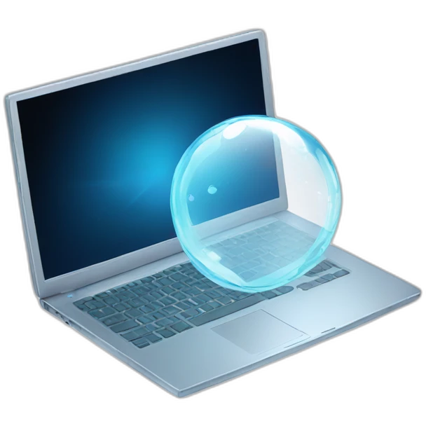 laptop in a crystal bubble emoji