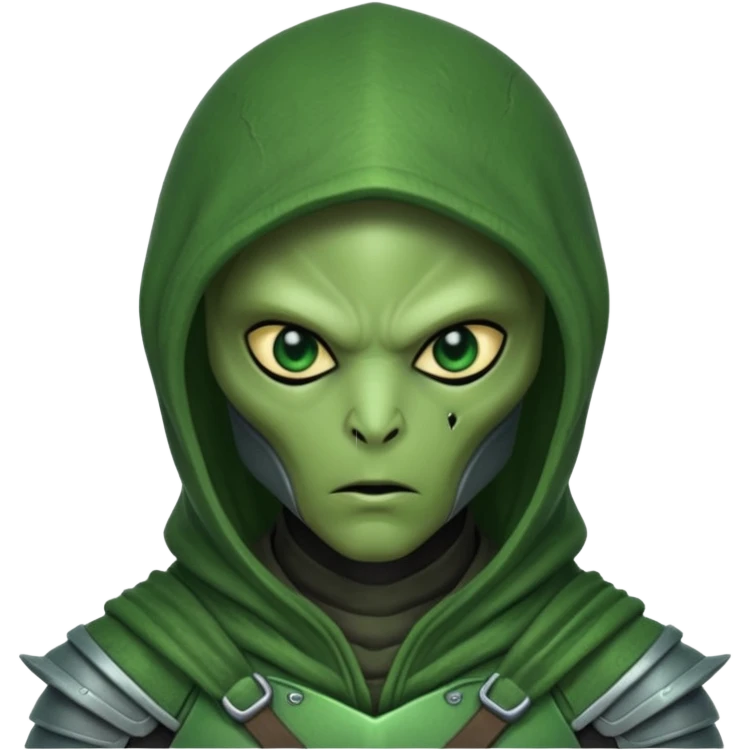alien warrior with hood emoji