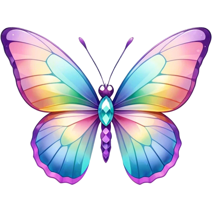 Sparkly Pastel rainbow-gradient iridescent crystal butterfly emoji