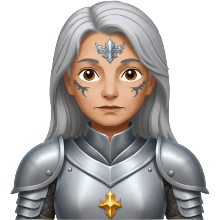 Elderly Tattooed Knights female, with long hair emoji