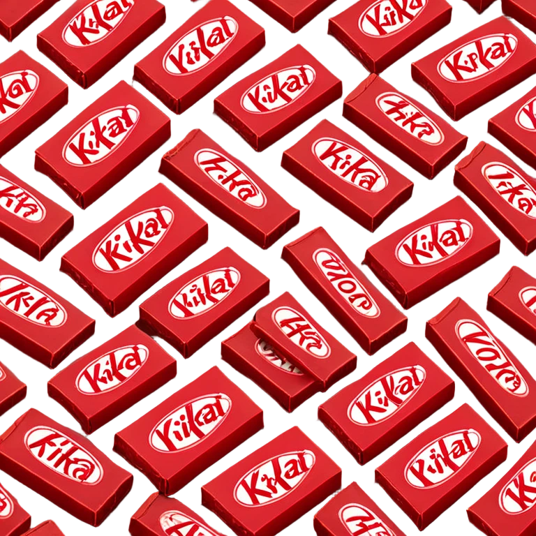 Шоколадная палочка Kitkat в фирменной красной упаковке чуть открыта в сторону экрана emoji