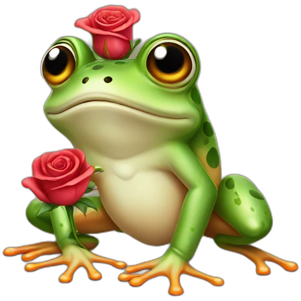 Frog with a rose emoji