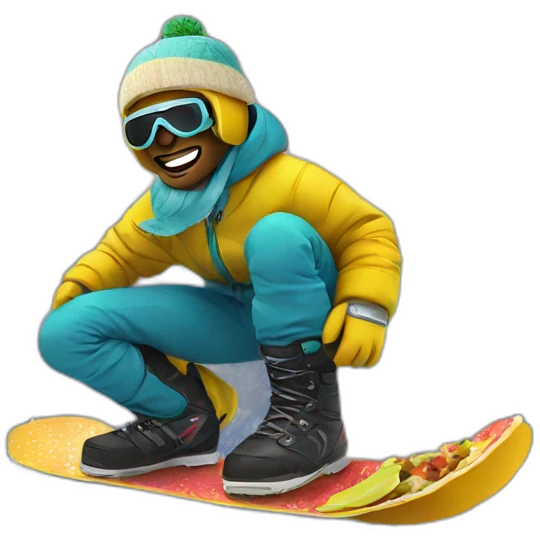snowboarding while eating a taco emoji