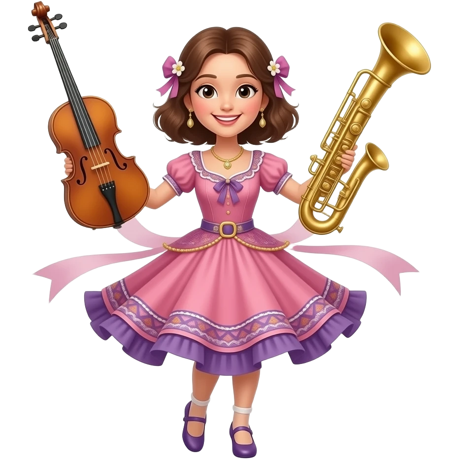 Dancing cheerful smile with musical instruments. emoji
