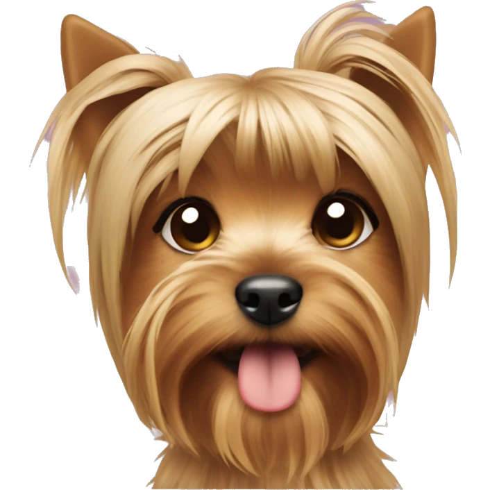 Yorkshire terrier puppy with a ponytail on its head  emoji