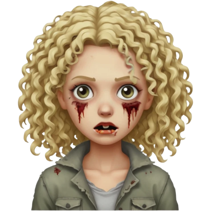 Um zumbi feminino com cabelo cacheado loiros emoji