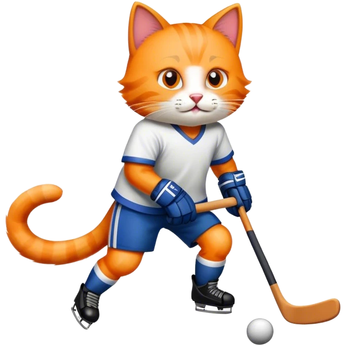 Cat playing hockey emoji