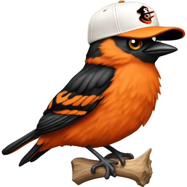 Orioles bird wearing Orioles baseball hat  emoji