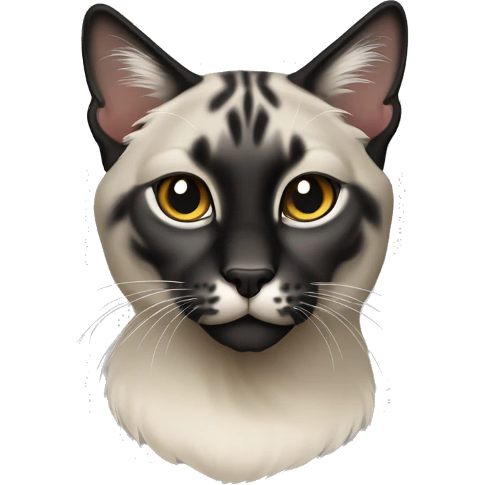 Lynx point sleek black cat emoji