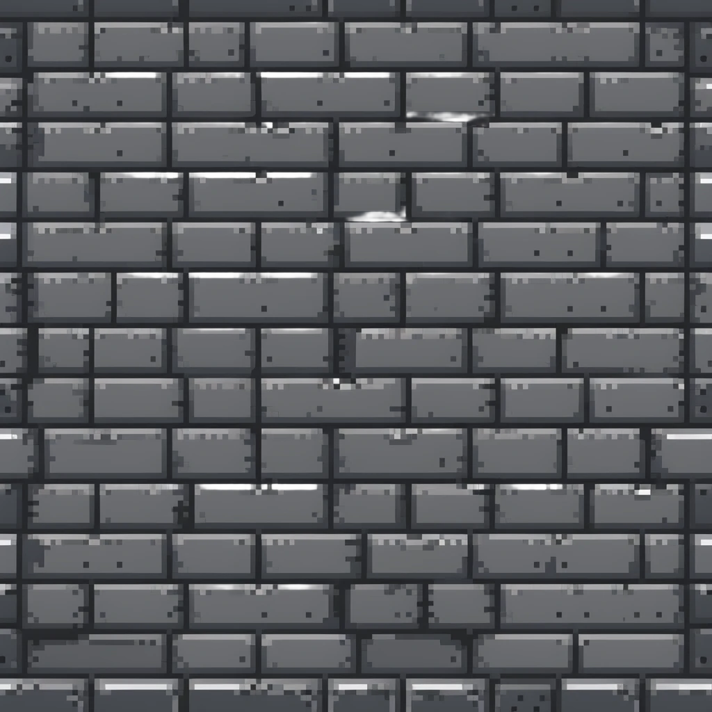 solid metal stone block wall with rivets and industrial details, dark gray with metallic highlights, 32x32 game asset emoji