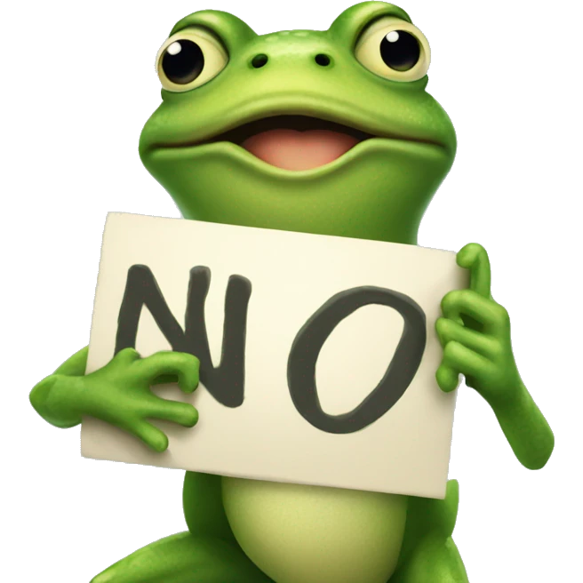 frog holding sign saying no emoji