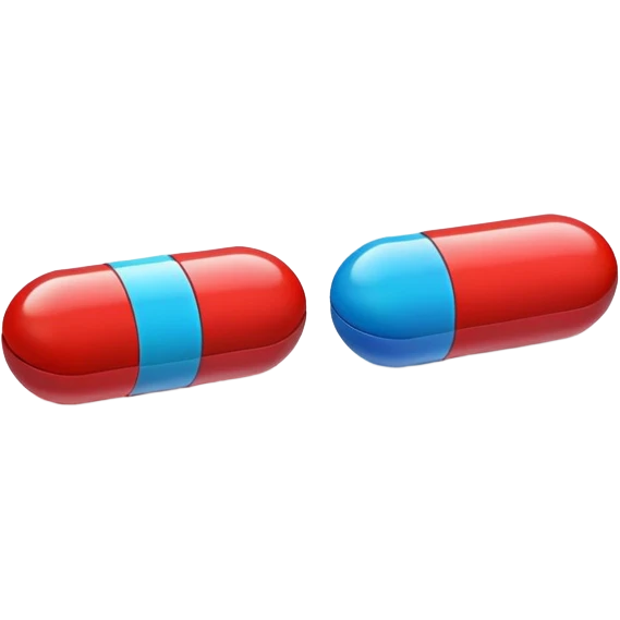 one red blue colored pill emoji