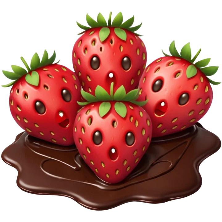 lots of strawberries in melted chocolate emoji