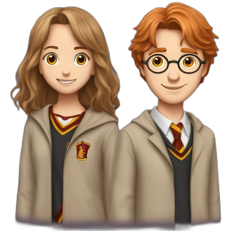 harry potter with hermoine granger and ron weasley emoji