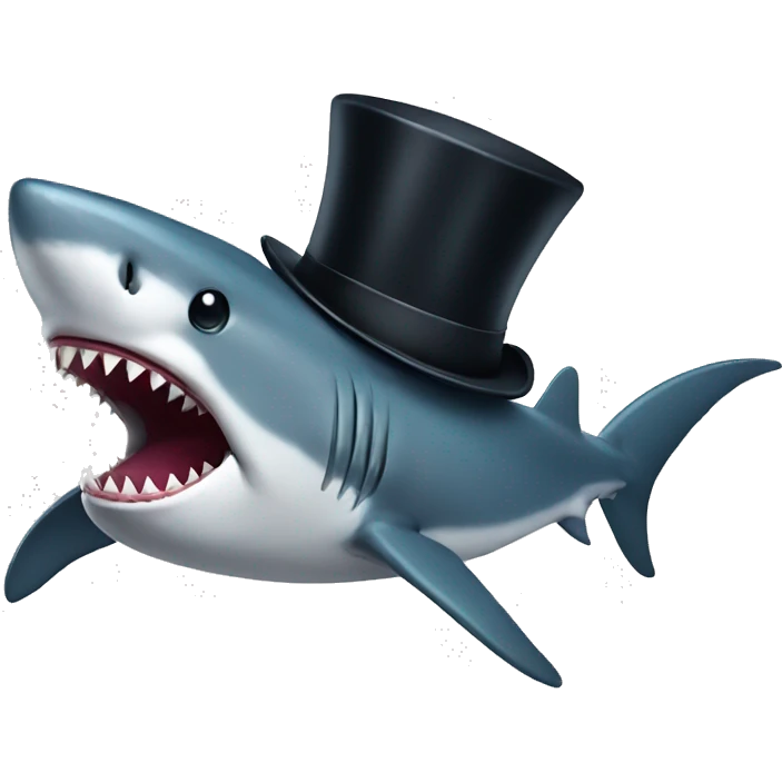Shark with a top hat emoji