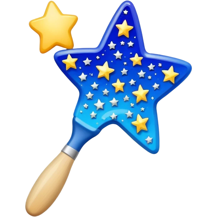 a painting brush with shiny stars, make it modern style emoji