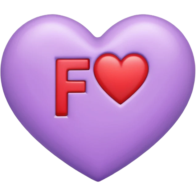 un corazon rojo CON LA LETRA F EN EL CENTRO DE COLOR LILA emoji