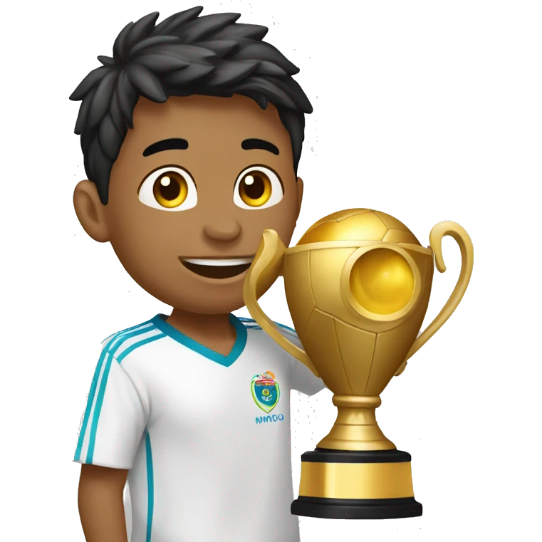 niño levantando la copa  del mundo  emoji