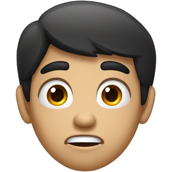 shocking expression with black hair naturalstic  emoji