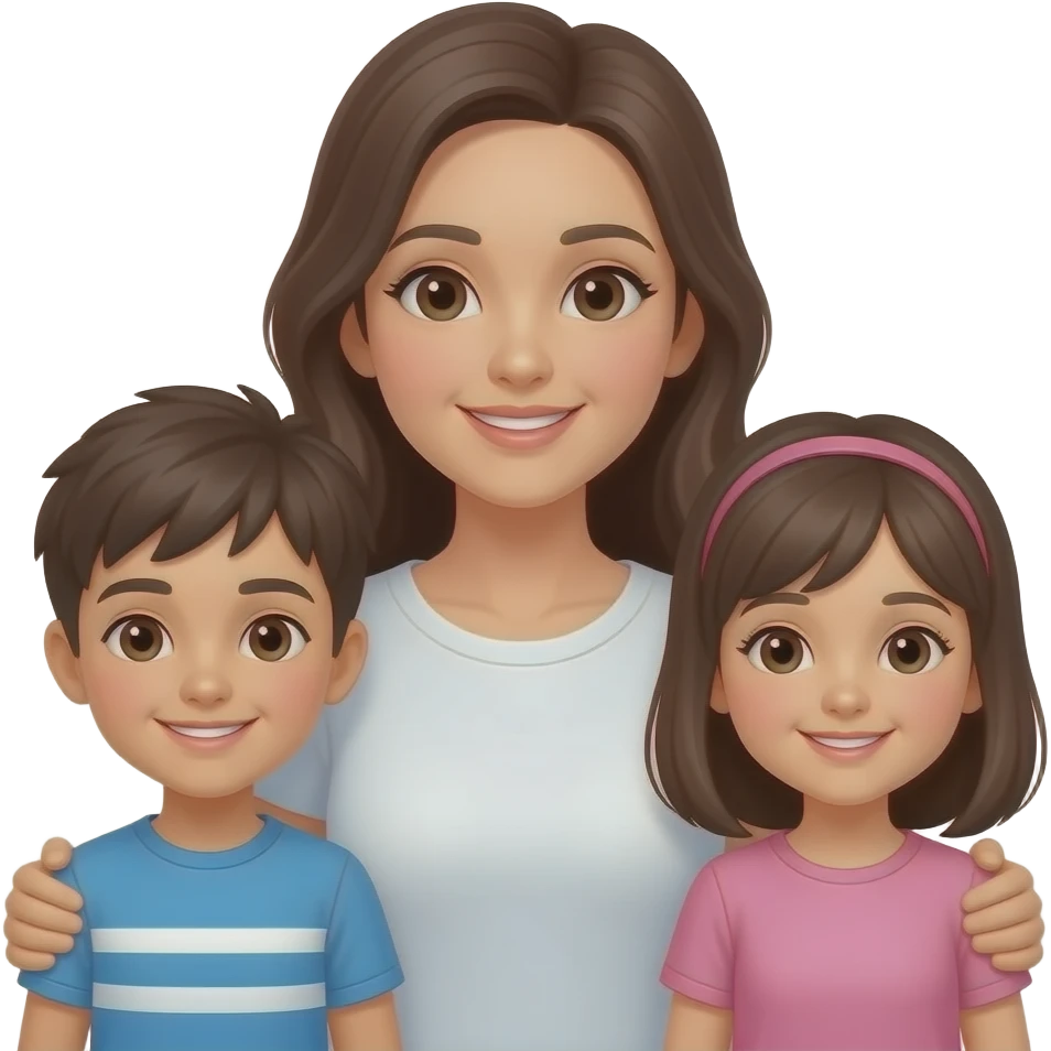 Maman solo de 3 enfants, 1 garçon et 2 filles emoji