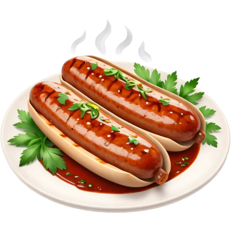 Cinematic spicy chipotle sausage, glistening with smoky, tangy sauce, charred and grilled to perfection, sliced open to reveal juicy filling, served with fresh herbs, rich and flavorful, detailed and appetizing. emoji