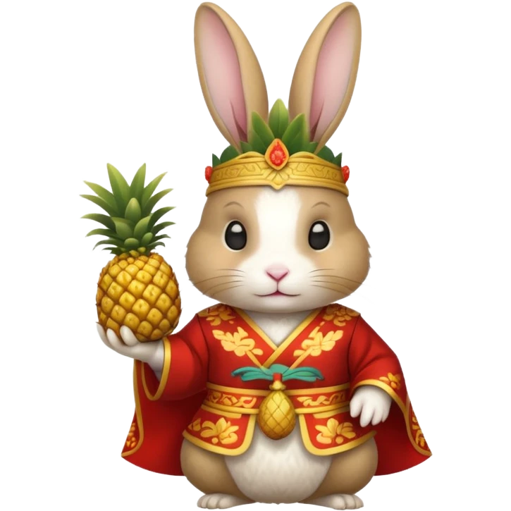 rabbit, wearing chinese ancient custome, with pine apple emoji