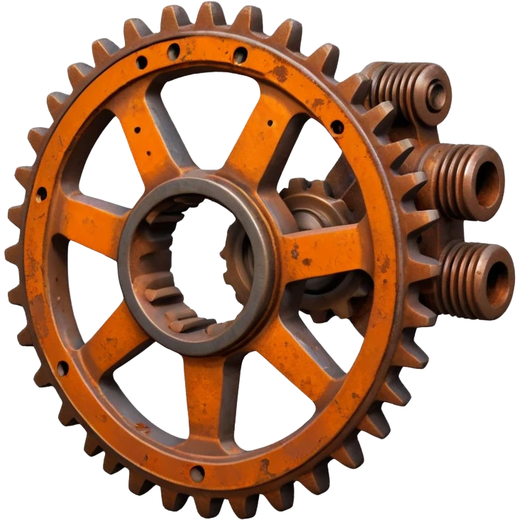 Iron gear with orange corrosion spots.





















 emoji