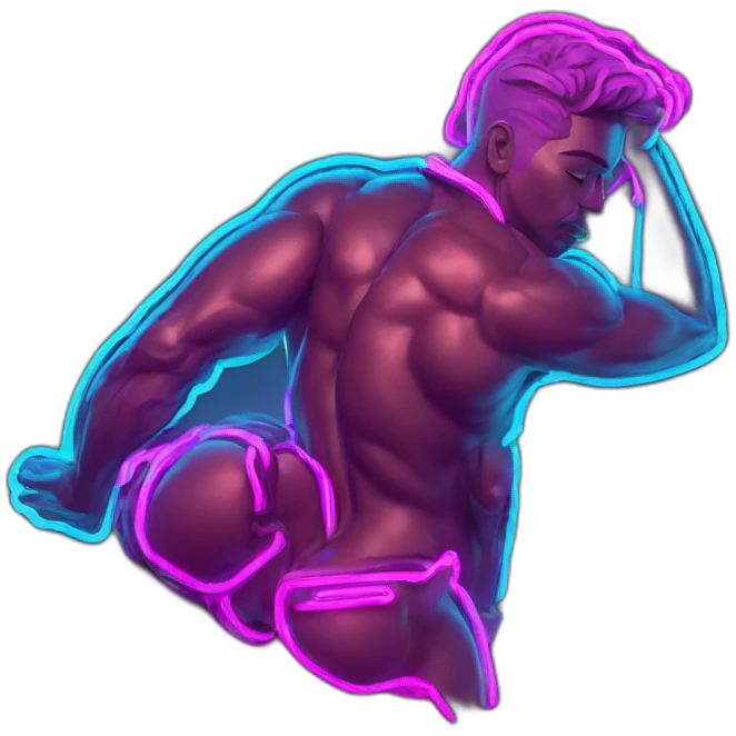 Juicy booty neon sign style man emoji