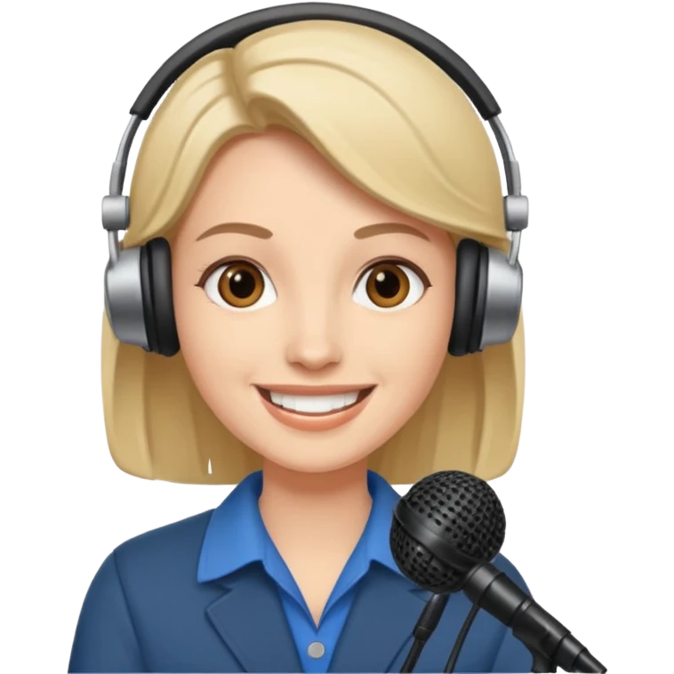 radyocu , podcast sunuyor, önünde microfon emoji