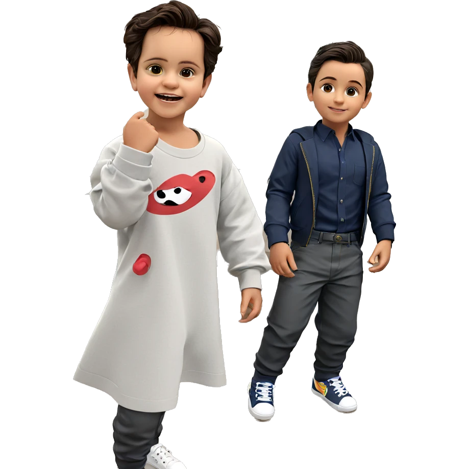 two boys in stylish outfits emoji