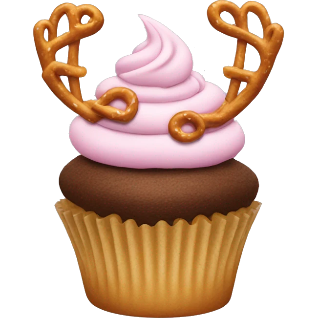 cupcake with pretzel antlers emoji