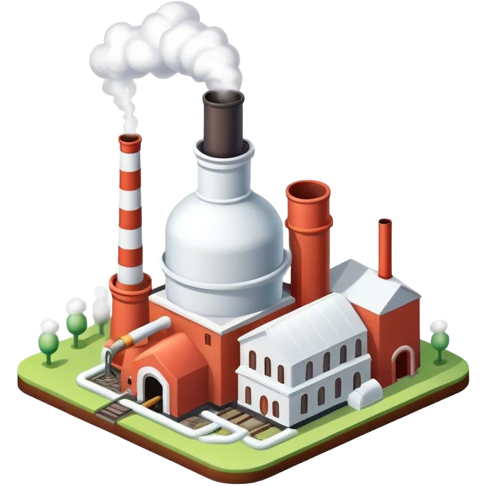 Isometric small white sugar factory  emoji