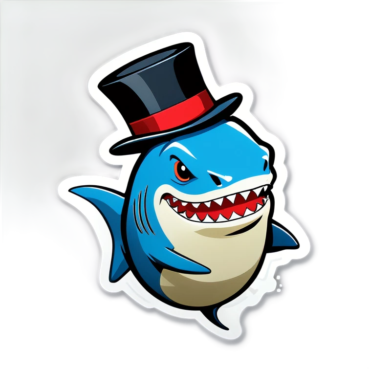 Shark with a top hat emoji