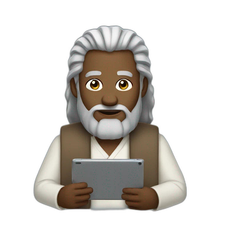 Moses holding two iPads emoji