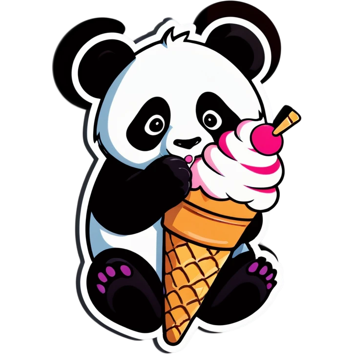 Panda eating ice cream emoji