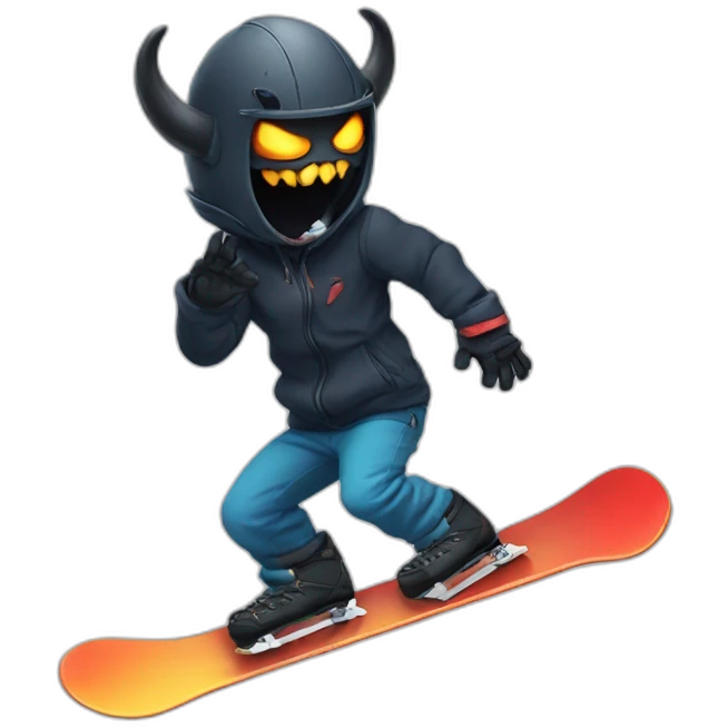demon play with snowboard  emoji