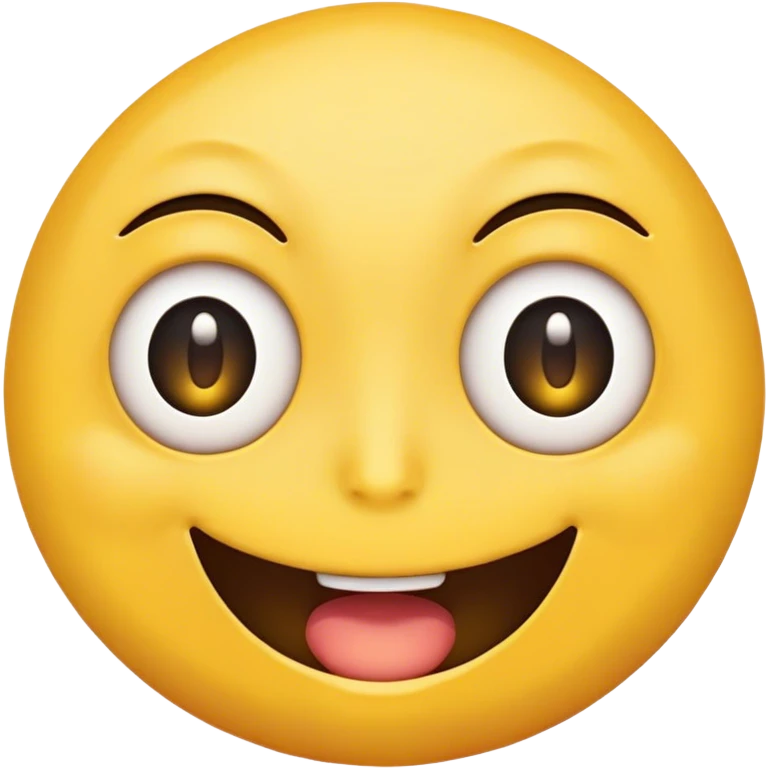 Yellow emoji face with one eye open and the other half open. Smiling weirdly emoji