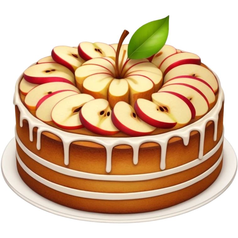 cinematic-realistic-apfelkuchen-dessert-emoji,-depicted-as-a-classic-apple-cake-with-cinnamon-and-thinly sliced apples on the top neatly spread out-rendered-with-soft-textures-and-warm,-inviting-lighting. emoji