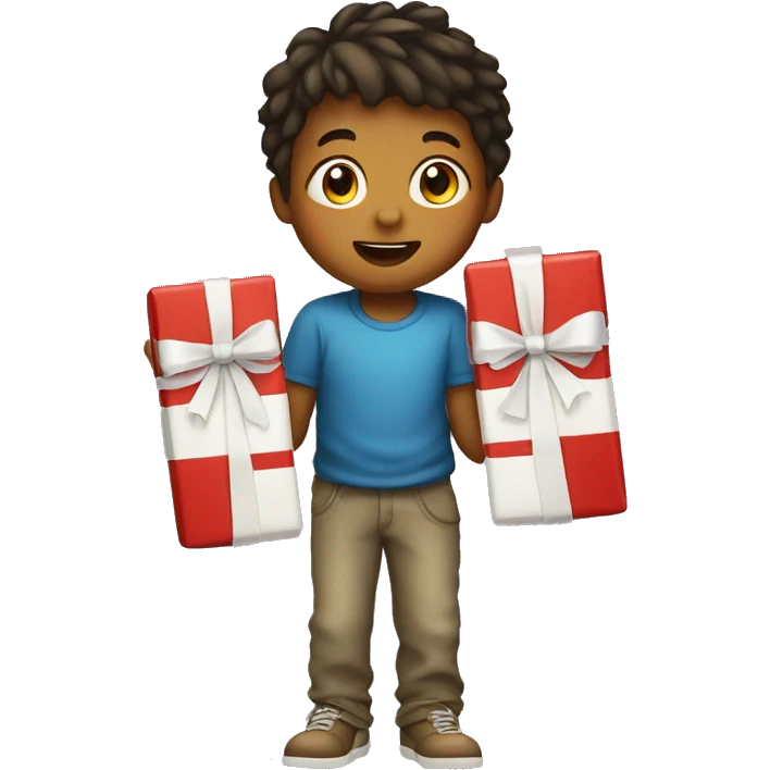 Little boy with present emoji