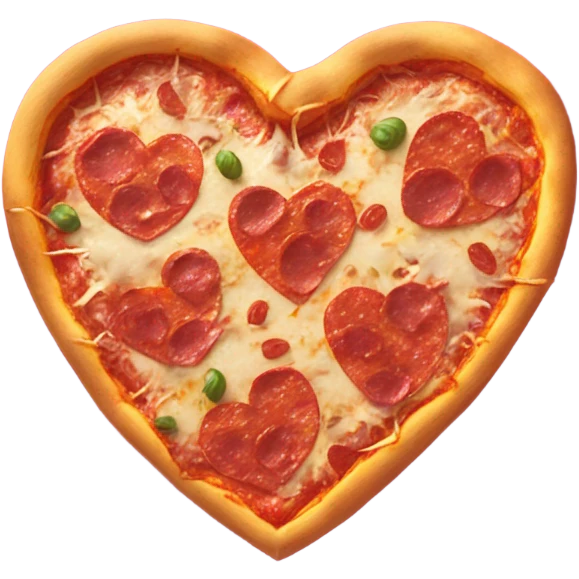 Realistic heart shaped pizza sitting flat in a hot pink open pizza box. emoji