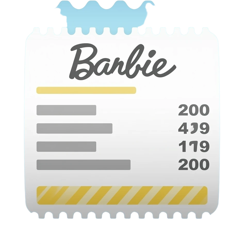 blue yellow Receipt / bill inspired by Barbie colour pallete emoji