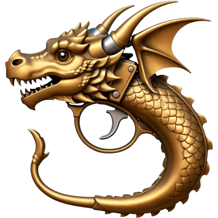 cartoon-style dragon pistol, dragon head as barrel, playful, no text emoji