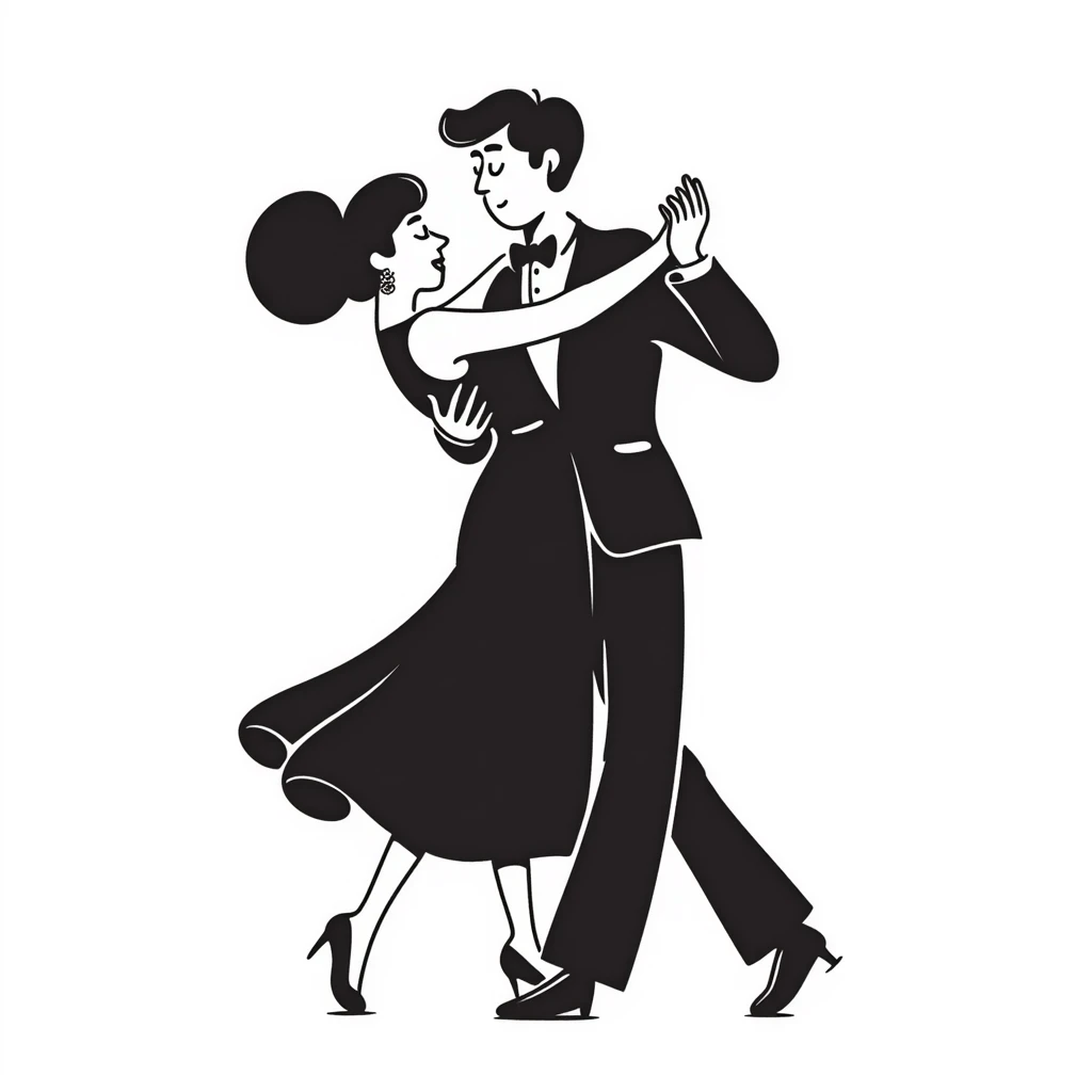 Hand drawn passionate dancers in an intimate tango pose emoji