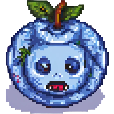 blueberry character with a sinister expression emoji