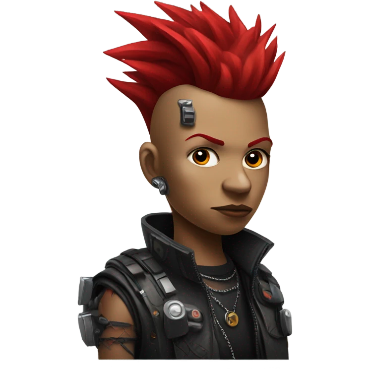 cyberpunk cyborg rockstar with red mohawk emoji