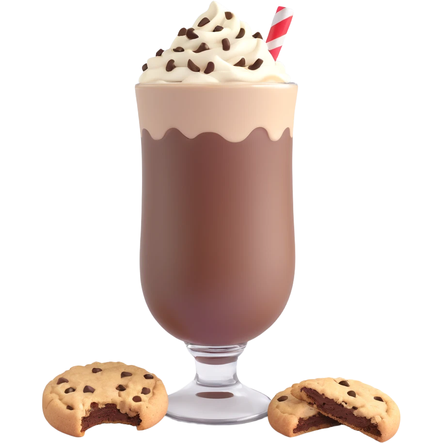 chocolate milkshake with cookie crumbles emoji