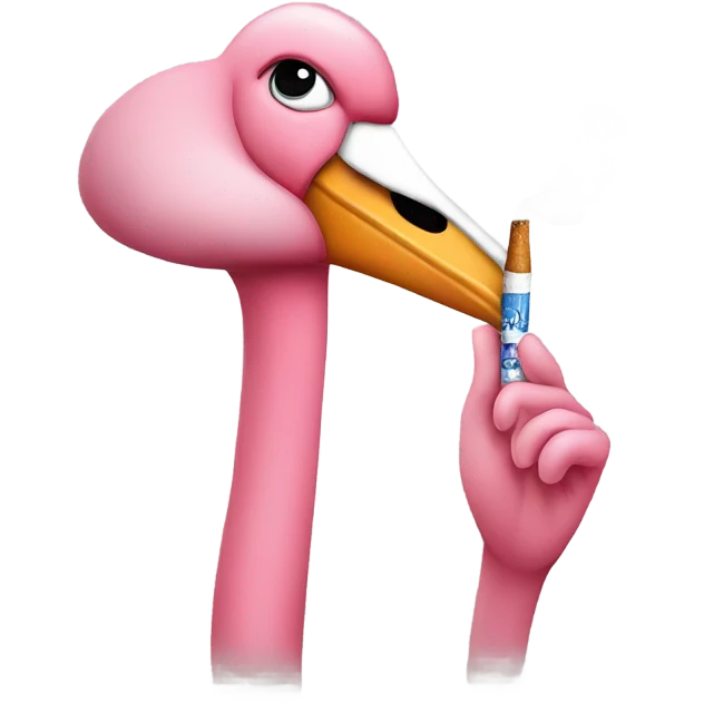 Pink flamingo is smoking a cigarette  emoji