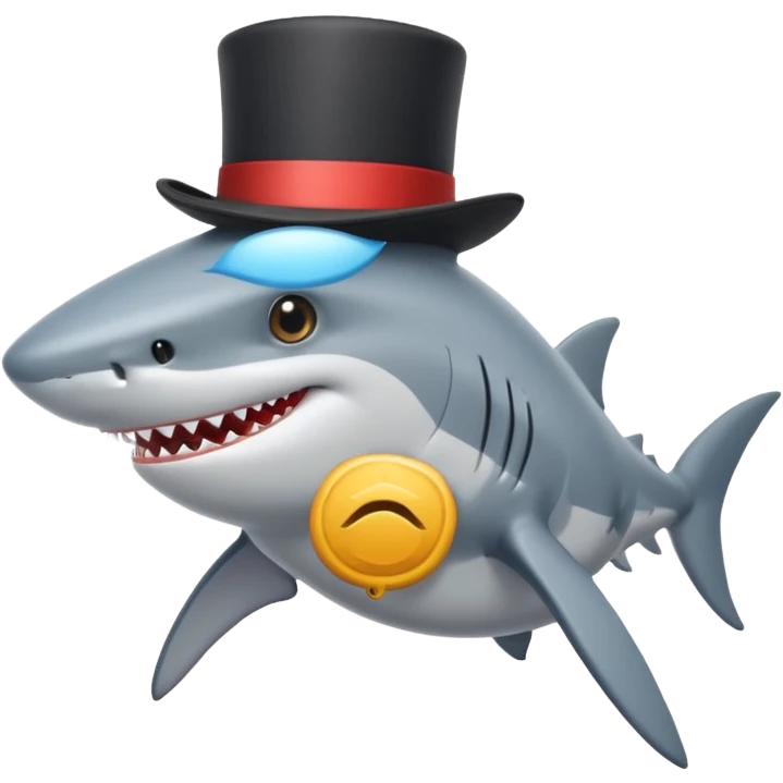 Shark with a top hat emoji